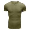 Mens V Neck Striped Short Sleeve Casual Muscle Gym Athletic T Shirt Lightweight Wicking Dry Fit T-Shirts (Military Green,XX-Large) view 1