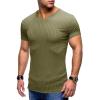 Mens V Neck Striped Short Sleeve Casual Muscle Gym Athletic T Shirt Lightweight Wicking Dry Fit T-Shirts (Military Green,XX-Large) view 2