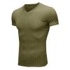 Mens V Neck Striped Short Sleeve Casual Muscle Gym Athletic T Shirt Lightweight Wicking Dry Fit T-Shirts (Military Green,XX-Large) view 3