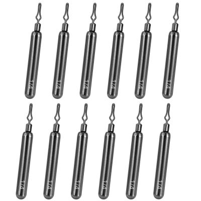 Fishfun 12Pcs Tungsten Drop Shot Weights Sinkers for Bass Fishing, Tungsten Dropshot Fishing Weights, Silver Clip On Skinny, 3/16 oz