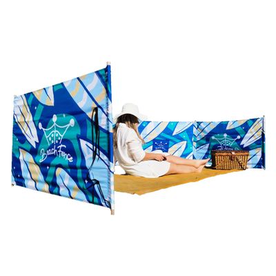 BEACH FENCE Premium 20 ft Beach Windscreen, Privacy Screen, Wind Blocker Free Rubber Mallet and Carry Bag Included (Surfs Up)
