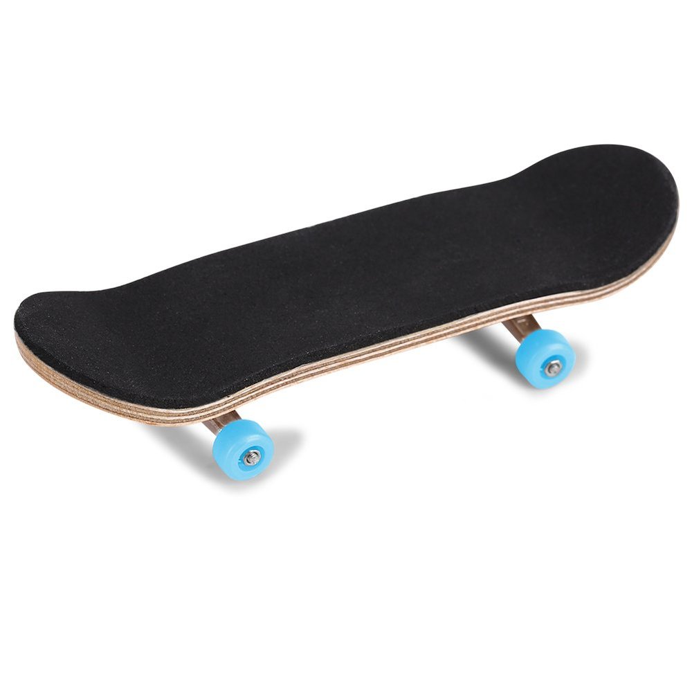 F&Y 1Pc Maple Wooden Alloy Fingerboard Skateboard with Box, Premium Mini Finger Skateboards for Pressure Relief, Ideal Kids Present, Complete Set with Accessories (Light Blue)