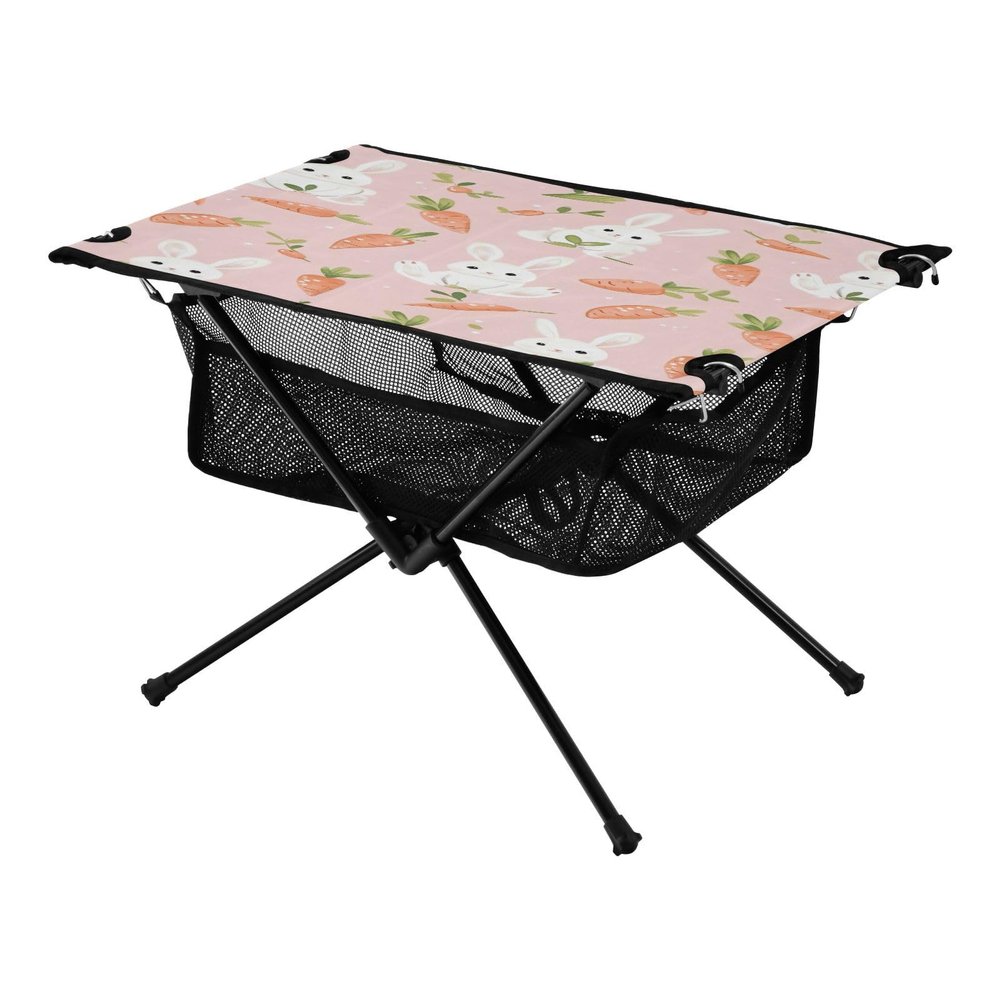 SDMKA Cute Bunnies with Carrots Outdoor Folding Table for Camping, Beach & Picnic  Portable, Easy-to-Carry Camping Side Table with Durable Bag for BBQ, Camp Use