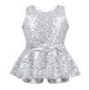 Zaldita Kids Girls Sequins Jazz Latin Hiphop Dance Costume Crisscross Back Leotard Dress Performance Dancewear White 12 Years view 1