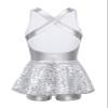 Zaldita Kids Girls Sequins Jazz Latin Hiphop Dance Costume Crisscross Back Leotard Dress Performance Dancewear White 12 Years view 2