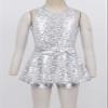 Zaldita Kids Girls Sequins Jazz Latin Hiphop Dance Costume Crisscross Back Leotard Dress Performance Dancewear White 12 Years view 3