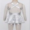 Zaldita Kids Girls Sequins Jazz Latin Hiphop Dance Costume Crisscross Back Leotard Dress Performance Dancewear White 12 Years view 4