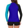 Generic Women Two Piece Rash Guard Long Sleeve Swimsuits Uv UPF 50+ Swim Tops Shirt Workout Bathing Suit with Boyshort Bottom, XX-Large, A01_blue view 3