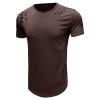 SWJGLITTR Mens Muscle Slim Fit Short Sleeve Crewneck Gym Bodybuilding T Shirt Workout Athletic Summer Hole T-Shirts (Brown,Large) view 1