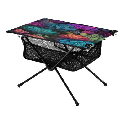 SDMKA Colorful Succulents Outdoor Folding Table for Camping, Beach & Picnic  Portable, Easy-to-Carry Camping Side Table with Durable Bag for BBQ, Camp Use