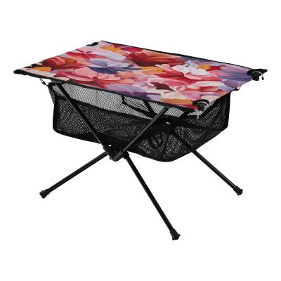 SDMKA Colorful Abstract Floral Outdoor Folding Table for Camping, Beach & Picnic  Portable, Easy-to-Carry Camping Side Table with Durable Bag for BBQ, Camp Use