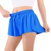 Auranso Girls Flowy Shorts with Pocket 2-in-1 Athletic Running Butterfly Shorts 3Pack Black-Blue-White 7-8 Years view 2