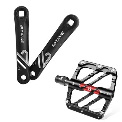 BUCKLOS MTB Flat Pedals Mountain Bike Pedals,Ebike Mountain Bike Square/Diamond/Hollow Crank Arm -152MM/170MM/175MM for Electric Bike/Road Bike/Commuter Bike/Exercise Bike/Fat Bike