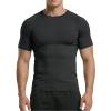 Towintec Men's Compression Shirts Workout Sports Short Sleeve Running Tops Cool Dry Tight T-Shirt Baselayer Gym Undershirts(Black,S) view 2