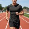 Towintec Men's Compression Shirts Workout Sports Short Sleeve Running Tops Cool Dry Tight T-Shirt Baselayer Gym Undershirts(Black,S) view 3