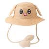Kids Rabbit traw Sun Hat Ear Moving Funny Jumping Cute Bunny Hat Wide Brim Summer Beach Caps for Girls (C, One Size) view 1