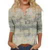 5XL Beige Cotton 3/4 Sleeve Tops - Dressy & Casual Collared Blouses for Women view 1