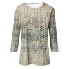 5XL Beige Cotton 3/4 Sleeve Tops - Dressy & Casual Collared Blouses for Women view 2