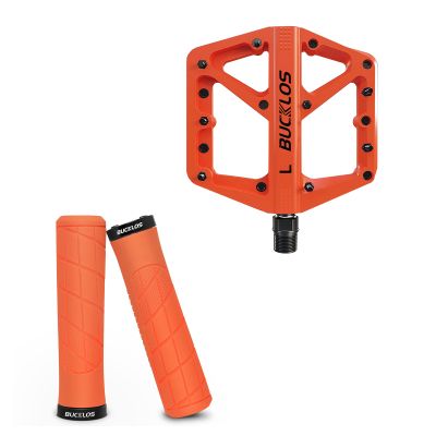 BUCKLOS Nonslip Bicycle Handlebar Grips Bike Grips Single Lock on for Mountain Bike Bike Handlebar and BMX Pedal Mountain Bike Pedals Flat MTB Pedals, Lightweight Nylon Fiber Road Bike Pedals Non-Slip