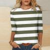 TANGNADE outlet clearance Womens Tops 3/4 Sleeve Shirts Crew Neck Loose Casual Blouses Basic Tees Tunic Tops to Wear with Leggings shirts for women dressy casual Army Green view 2
