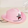 Toddler traw Cowboy owgirl Hat for Boys Girls Western traw Sun Hat with Chin Strap (Pink, One Size) view 4