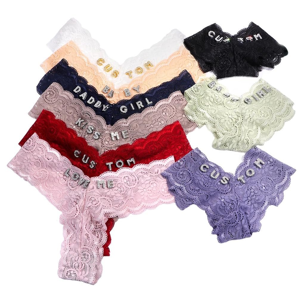 CECE&COLE Sexy V-String Thong With Crystal Letters For Women Diy Name Bikini Large Underwear Customize Body Jewelry Girs Pink