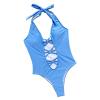 2024 Women's Sexy Snakeskin Print Plunge Neck Cut Out Backless Halter Strappy High Cut One Piece Swimsuit Swimwear view 3