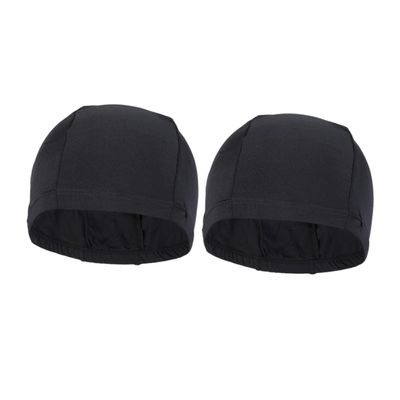 KICHOUSE 2pcs Stretchable Polyester Swim Caps for Men and Women Comfortable Fit for Long Hair Quick-Drying Uv for Swimming and Black