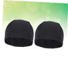KICHOUSE 2pcs Stretchable Polyester Swim Caps for Men and Women Comfortable Fit for Long Hair Quick-Drying Uv for Swimming and Black view 2
