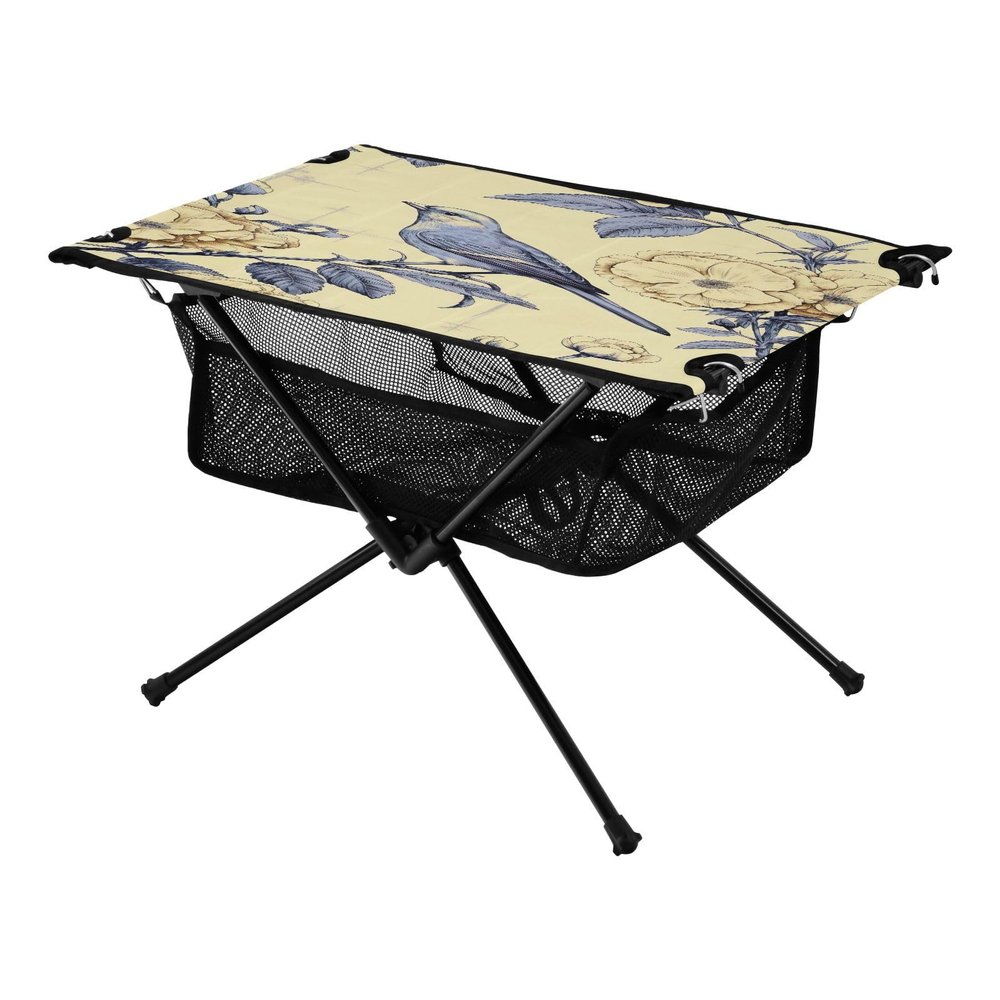 SDMKA Bird Beige Outdoor Folding Table for Camping, Beach & Picnic  Portable, Easy-to-Carry Camping Side Table with Durable Bag for BBQ, Camp Use