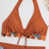Bikini Sets for Women,2024 Summer Sexy Push Up V Neck Halter Tie Up Top Two Piece Swimsuit,Trendy Floral Print Hawaiian Tropical High Waisted Tummy Control Swim Shorts Beachwear(Ginger,X-Large) view 4