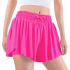 Auranso Girls Flowy Shorts with Pocket 2-in-1 Athletic Running Butterfly Shorts Hot Pink 5-6 Years view 1