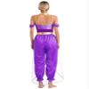 XUNZOO Womens Arabian Princess Gems Adorned Sequins Jumpsuit Belly Dance Costume Halloween Roleplay Dress Up Purple Small view 2
