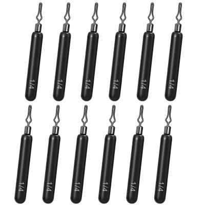 Fishfun 12Pcs Tungsten Drop Shot Weights Sinkers for Bass Fishing, Tungsten Dropshot Fishing Weights, Black Clip On Skinny, 1/4 oz