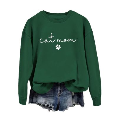 Cat Mom T-Shirt Womens Funny Cat Lovers Shirt Casual Crew Neck Tees Funny Letter Graphic Tops Cat Mom Gifts