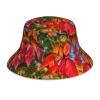 Fall Red Leaves and Fruits Print Wide Brim Foldable,Sun Bucket Hat,Summer Sun Beach Fishing Cap for Men and Women Fisherman view 1