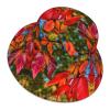 Fall Red Leaves and Fruits Print Wide Brim Foldable,Sun Bucket Hat,Summer Sun Beach Fishing Cap for Men and Women Fisherman view 3