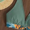 Bikini Sets for Women,2024 Summer Sexy Push Up V Neck Halter Tie Up Top Two Piece Swimsuit,Trendy Floral Print Hawaiian Tropical High Waisted Tummy Control Swim Shorts Beachwear(Dark Green,M) view 4