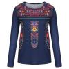 2024 Vintage Tops for Women Summer Boho Embroidered Tunics Mexican Blouse Casual Long Sleeve Crewneck Tee Shirts view 3