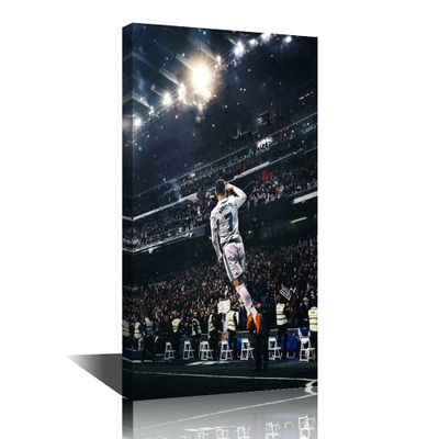 Canvas Wall Art Football Star Abstract Painting Canvas Art Sport Game League Match Poster Modern Home Decor Artwork for Club Arena Living Room Office Bedroom Posters Framed Ready to Hang 24x16 in