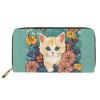 Mumeson Wallet Coin Purse Zipper Pouch Card Storage Purse Small Handbag Cosmetic Bag, Floral Blossoms Cat view 1