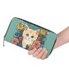 Mumeson Wallet Coin Purse Zipper Pouch Card Storage Purse Small Handbag Cosmetic Bag, Floral Blossoms Cat view 3