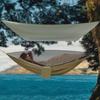 LOHISHILO Camping Hammock - Hammocks with Net Tent and Rain Fly Tarp, Portable Single & Double Nylon Parachute Hammock with Heavy Duty Tree Strap, Outdoor Backpacking Survival Travel, Blackish Green view 2