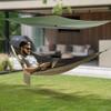 LOHISHILO Camping Hammock - Hammocks with Net Tent and Rain Fly Tarp, Portable Single & Double Nylon Parachute Hammock with Heavy Duty Tree Strap, Outdoor Backpacking Survival Travel, Blackish Green view 3