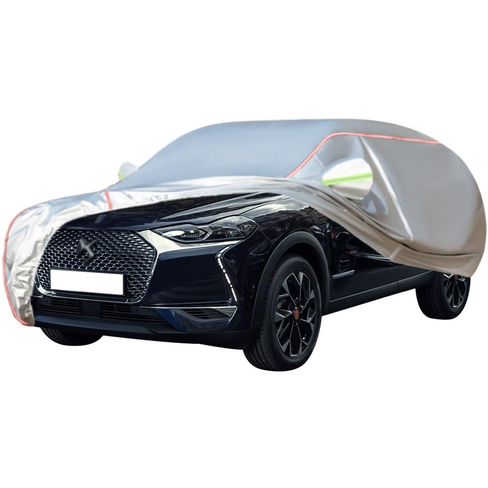 WOLWES Car Cover are Suitable for Citroen DS 3 All-Weather Windproof, Snowproof, Rainproof, UV-Protected and Breathable All-Season Universal with Side Door Zip Oxford Cloth Car Cover (Color : White)