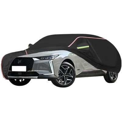 WOLWES Car Cover are Suitable for Citroen DS 4 All-Weather Windproof, Snowproof, Rainproof, UV-Protected and Breathable All-Season Universal with Side Door Zip Oxford Cloth Car Cover (Color : Black)