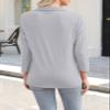 ORANDESIGNE Women's 3/4 Sleeves V Neck Polo Shirts Casual Summer Tops Basic Collar Cute Tees Grey view 2
