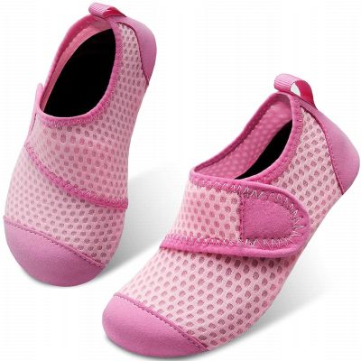 Aqu Shoes for Women Wide Width Men Aqu Socks Quick-Dry Barefoot Water Shoes Adjustable Sandals (Pink, 4-4.5)