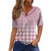FQZWONG Short Sleeve Shirts for Women,Womens Summer Tops Blusas Casuales De Mujer Bonitas Fashion V Neck T Shirts Classic Graphic Tees Dressy Casual Ladies Button Down Blouses Clothes (Light Pink,XXL) view 1