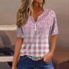 FQZWONG Short Sleeve Shirts for Women,Womens Summer Tops Blusas Casuales De Mujer Bonitas Fashion V Neck T Shirts Classic Graphic Tees Dressy Casual Ladies Button Down Blouses Clothes (Light Pink,XXL) view 2